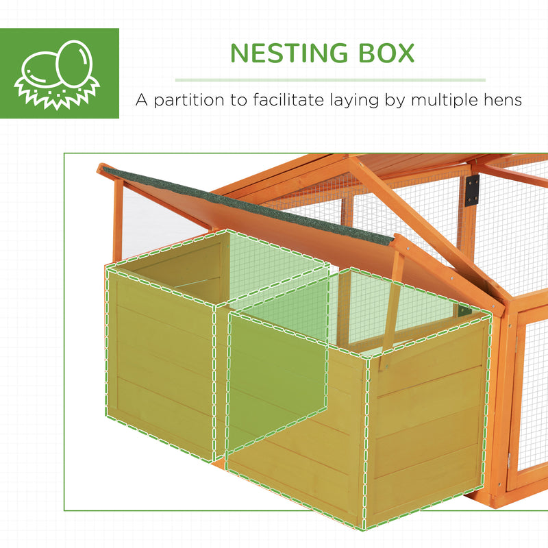 Wooden Chicken Coop with Nesting Box and Openable Roof for Up to 8 Hens Natural Wood