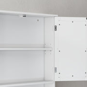 White Wall Mounted Bathroom Cabinet With Mirror And Adjustable Shelves For Storage