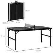 5ft Folding Table Tennis Set With Net Ideal For Indoor Or Outdoor Play Black AOSOM