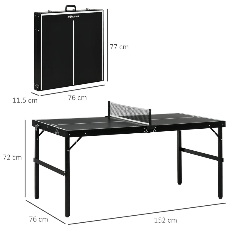 5ft Folding Table Tennis Set With Net Ideal For Indoor Or Outdoor Play Black AOSOM
