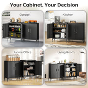 Lockable Metal Storage Cabinet With Adjustable Shelves Ideal For Office Or Garage Use Black