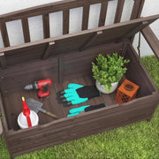 2 Seater Wooden Garden Storage Bench with Armrests - Durable Fir Wood Construction Outsunny