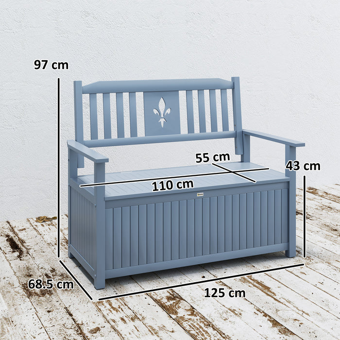 Grey Wooden Two Seater Garden Storage Bench with Lid by Outsunny