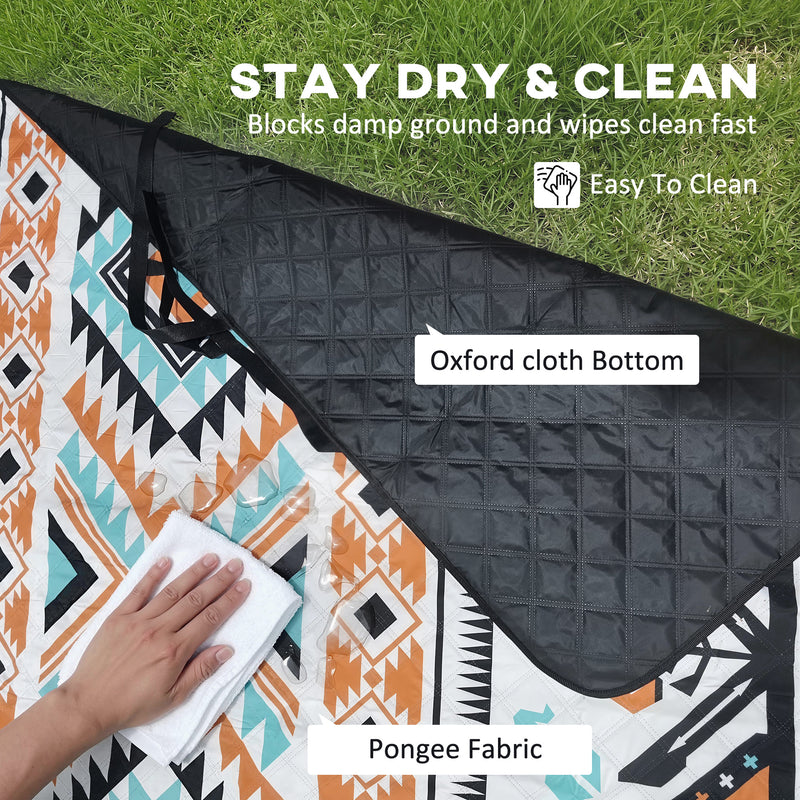Camping Mat for 3 to 4 People with Water-Repellent Surface and Easy Carry Mixed Colour AOSOM