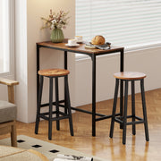 Set of 2 Industrial Bar Stools with Footrest Ideal for Breakfast Bar Seating Rustic Brown