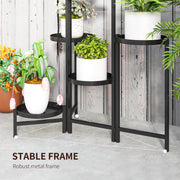 Black 3 Tier Foldable Metal Plant Stand for Indoor Outdoor Use by Outsunny