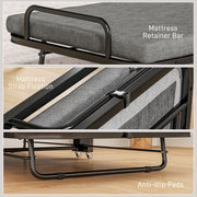 Single Folding Temporary Bed Grey Space-Saving Guest Bed by HOMCOM