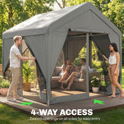 3x3m Garden Gazebo with Double-Layer Walls for Privacy and All-Weather Shelter, Dark Grey Outsunny