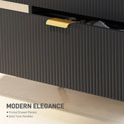 Black Four Drawer Elegant Bedside Table for Bedroom Storage by HOMCOM