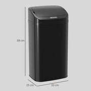 Sensor Kitchen Bin 48L Hands Free Hygienic Waste Disposal Large Capacity Black Homcom