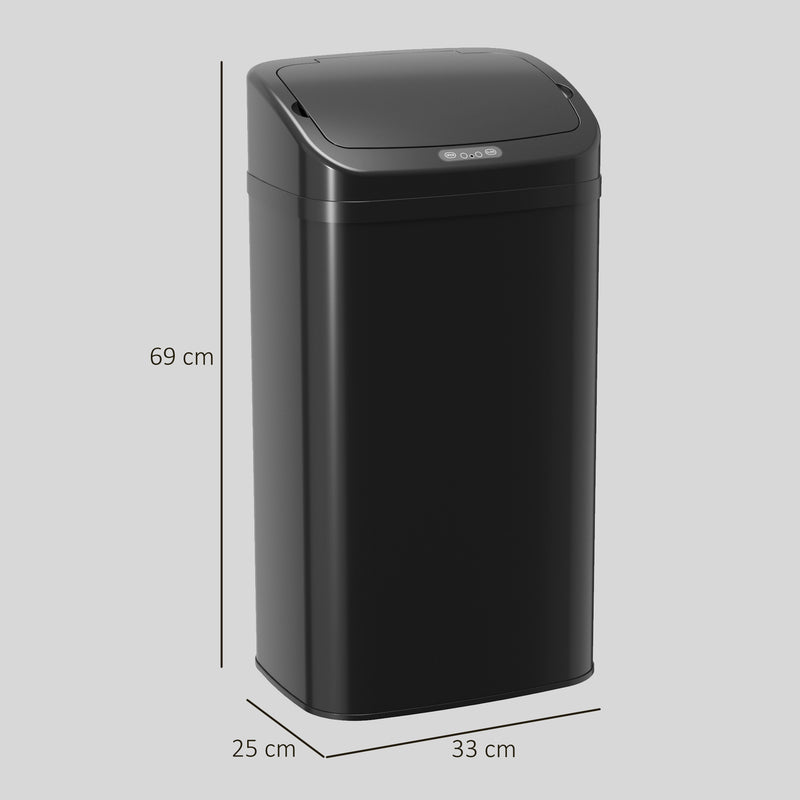 Sensor Kitchen Bin 48L Hands Free Hygienic Waste Disposal Large Capacity Black Homcom