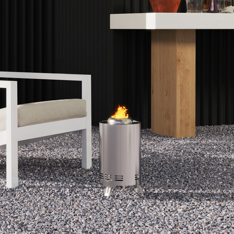 Smokeless Stainless Steel Fire Pit 16x16 cm Portable Wood Burning with Poker by Outsunny