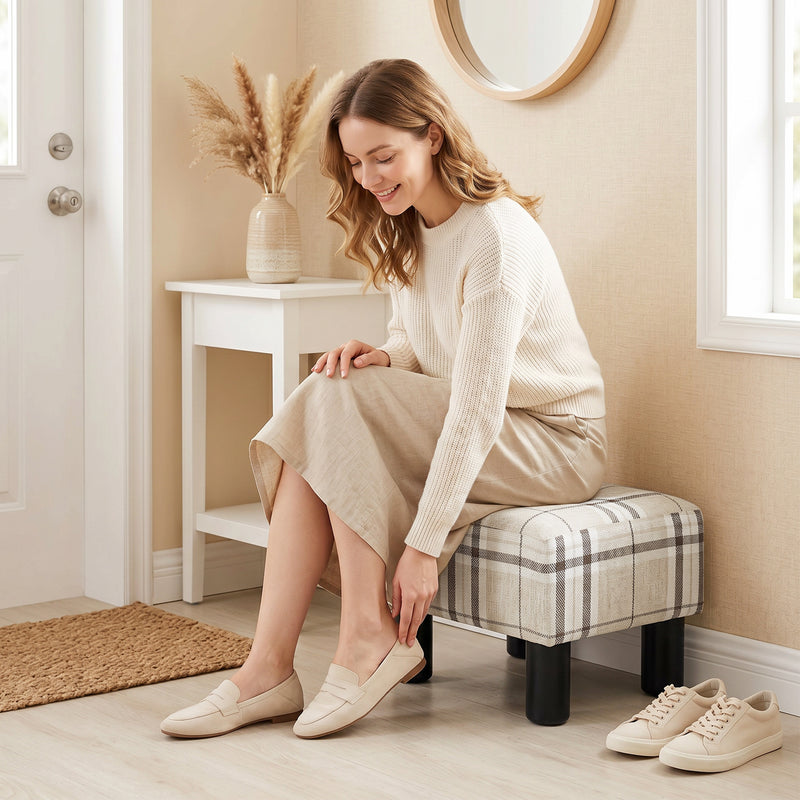 Compact Foot Stool for Living Room Comfort with Sturdy Frame and Easy-Clean Cover