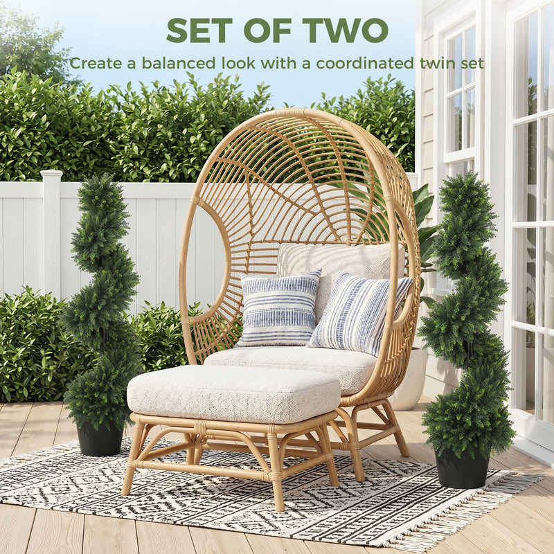 Artificial Spiral Cypress Trees Set of 2 for Easy Tidy Entrance 120 cm Deep Green Homcom