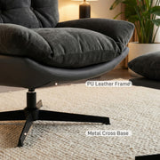Swivel Accent Chair and Footstool Set for Relaxing in Living Room or Bedroom Dark Grey AOSOM