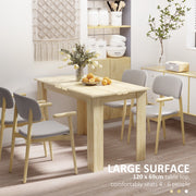 Dining Table for Small Spaces Seats 6 Easy Clean Wood Effect Oak AOSOM