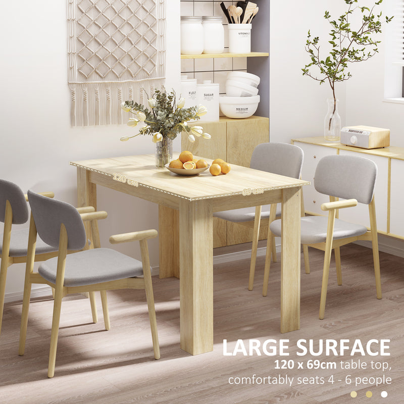 Dining Table for Small Spaces Seats 6 Easy Clean Wood Effect Oak AOSOM