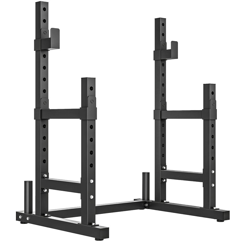 Adjustable Squat Rack for Safe Home Strength Training with Weight Plate Storage Black AOSOM