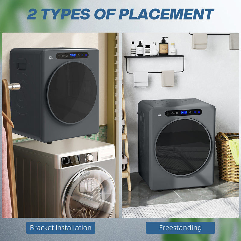 4kg Compact Tumble Dryer with Adjustable Heat Ideal for Small Spaces, Grey