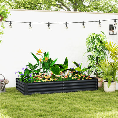 Raised Garden Bed 180 x 90cm Metal Planter Box Ideal for Vegetables and Herbs Grey AOSOM