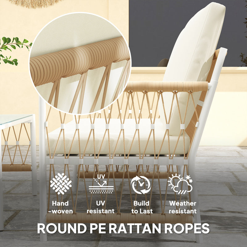 4 Seater Rattan Garden Furniture Set With Coffee Table and Cushions by Outsunny