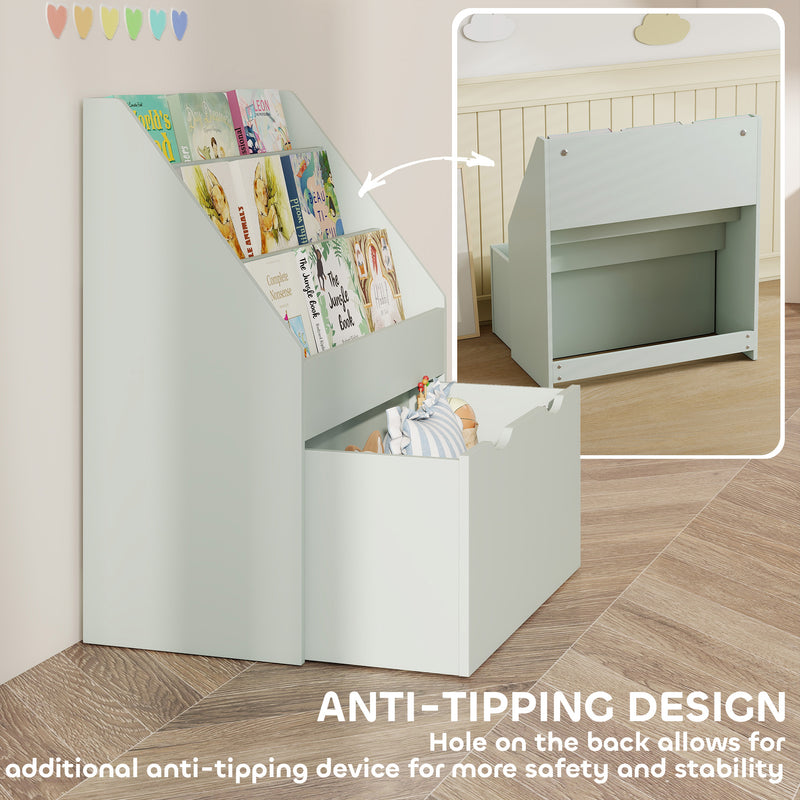 Kids Bookcase with Shelves and Drawer for Bedroom or Playroom Storage Green