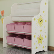 Kids Storage Shelf With Book Rack and Removable Drawers for Easy Organisation Pink AOSOM