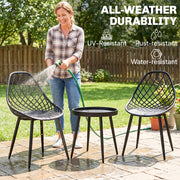 3pc Bistro Set for Small Balconies with Weatherproof Metal Frame and Mesh Chairs, Black Outsunny