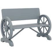 Grey 2 Seater Wooden Garden Bench with Wagon Wheel Design by Outsunny