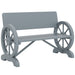 Grey 2 Seater Wooden Garden Bench with Wagon Wheel Design by Outsunny
