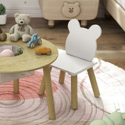 3 Piece Kids Activity Table Set with Mesh Storage and Bear Backrest by AIYAPLAY