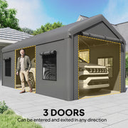 Carport with Full Weather Protection for Cars and Outdoor Storage 3 x 6 m Dark Grey Outsunny