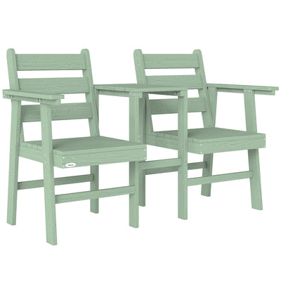 Garden Bench for Two with Built In Table Comfortable Wooden Seat for Patio or Balcony Green Outsunny