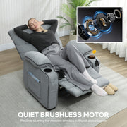 Electric Recliner Massage Armchair with Heat USB Port and Cup Holders for Lounge Grey AOSOM