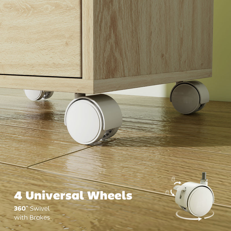 Under Desk Storage Cabinet with 6 Drawers for Home Office Organisation Oak Wood Effect