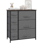 Dark Grey Chest of Drawers with 7 Fabric Drawers Large Storage and Metal Frame by HOMCOM