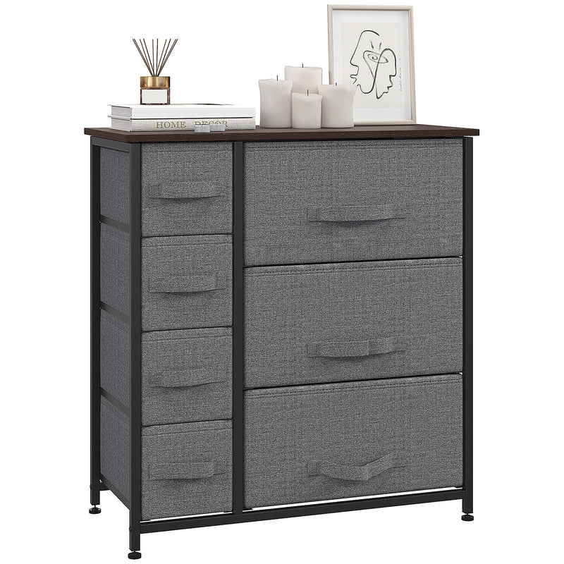 Dark Grey Chest of Drawers with 7 Fabric Drawers Large Storage and Metal Frame by HOMCOM