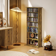 Tall CD Storage Tower Unit With 360 Degree Rotating Base For Home Organisation Rustic Brown Homcom
