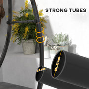 Black Heavy Duty Hanging Egg Chair Stand with Extra Large Base 150kg Capacity by Outsunny