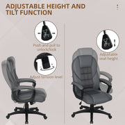 Ergonomic Faux Leather Swivel Office Chair With Adjustable Height Support, Charcoal Grey