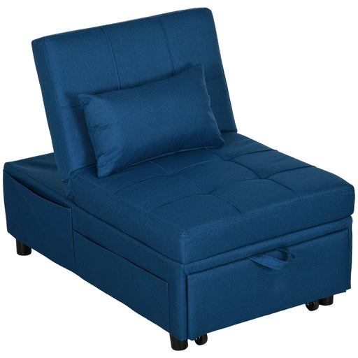 4 in 1 Convertible Chair Bed with Adjustable Backrest and Pillow for Living Room Blue