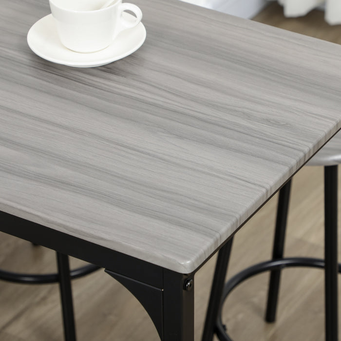Five Piece Industrial Style Bar Table and Stools Set Grey and Black by HOMCOM