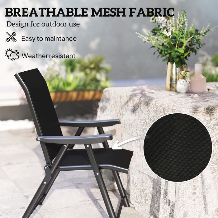 Set of Two Black Folding Outdoor Chairs Lightweight and Portable by Outsunny