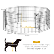 Eight Panel Metal Puppy Playpen Fence For Small Dogs Indoor And Outdoor Use Black