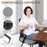 Office Chair with Mesh Back and Lumbar Support for Waiting or Conference Room Dark Grey
