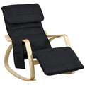 Reclining Rocking Lounge Chair with Footrest Pillow and Side Pocket for Home Relaxation Black