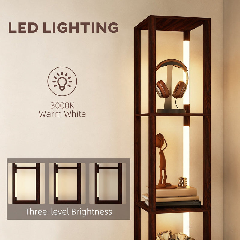 Floor Lamp with Shelves and Adjustable LED for Space Saving Storage
