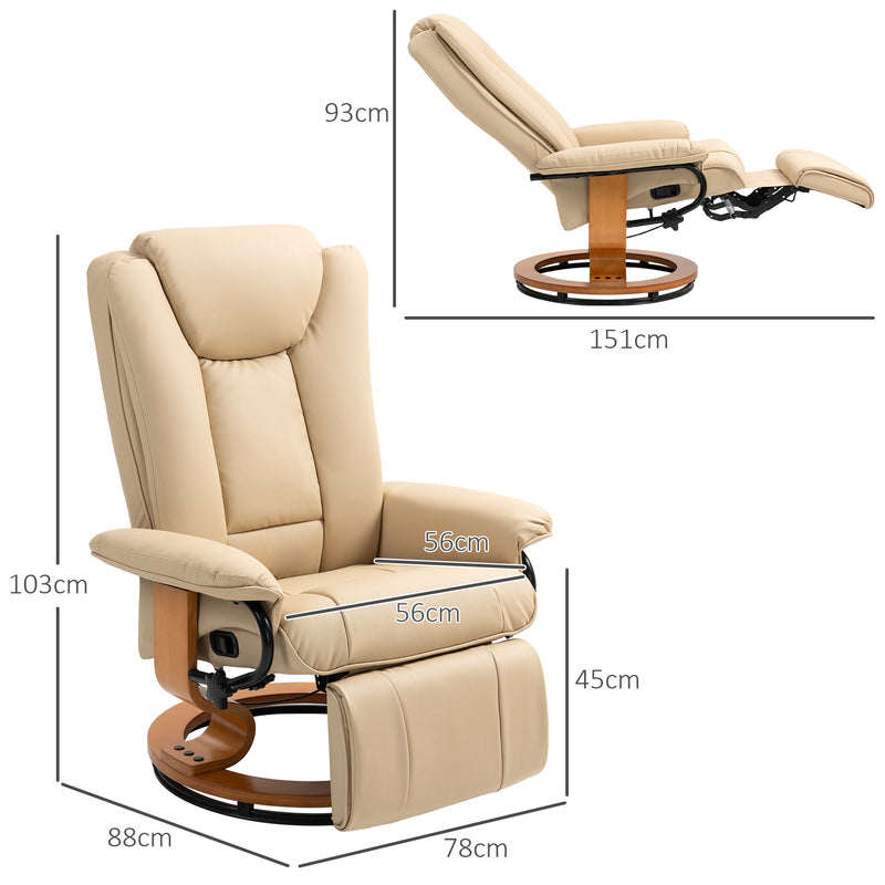 Beige Faux Leather Recliner Chair with Padded Seat and Footrest by HOMCOM