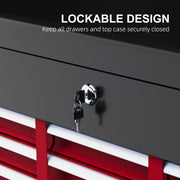 Steel Tool Chest with 6 Lockable Drawers Ideal for Garage or Workshop Storage Red