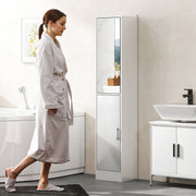 Tall Bathroom Cabinet with Mirror and Adjustable Shelf for Extra Storage, High Gloss White